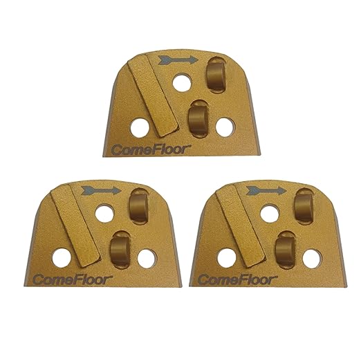 Diamond Grinding Disc for Concrete Thick Epoxy Coating Removal, Half Round PCD*2 w Carbide Cutter for Lavina and Edco Magnatrap Grinders, Set of 3, Counter-Clockwise