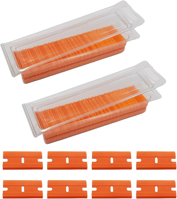 200Pcs Plastic Razor Blades Double Sided Blades for 1.5 Inch Razor Blade Scraper,Plastic Blades for Removing Stickers,Label,Decals,Adhesive,Glue