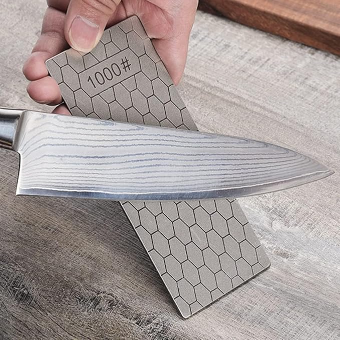 4 Pcs Diamond Sharpening Stone, with Angle Guide and Leather Strop, Knife Sharpener Stone Whetstone Honeycomb Surface Plate with Non-slip Base for Pocket Knives Scissors