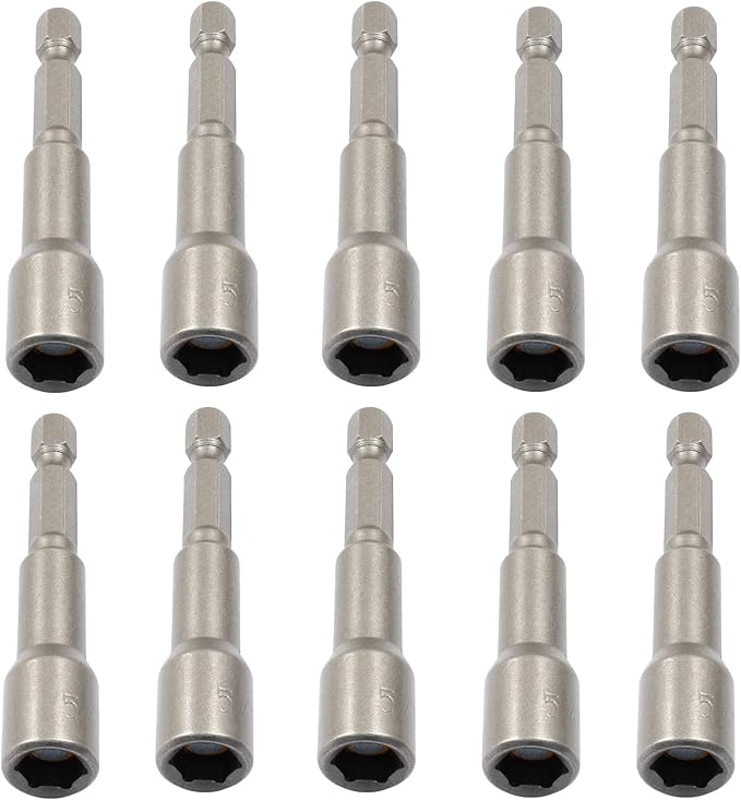 Litoexpe 10 Pcs 5/16 Inch Hex Magnetic Power Hex Nut Driver Magnetic Extension Socket Drill Bit Set, Quick Change Socket Nut Impact Driver for Electric Drill