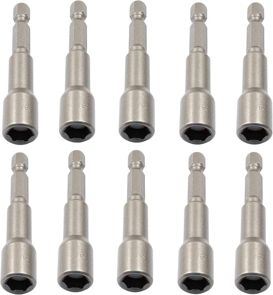 Litoexpe 10 Pcs 5/16 Inch Hex Magnetic Power Hex Nut Driver Magnetic Extension Socket Drill Bit Set, Quick Change Socket Nut Impact Driver for Electric Drill