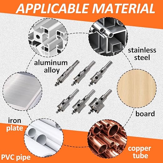 Vivicreate 6 pcs Carbide Tile Glass Metal Hole Saw saws kit Granite Drill bit Set for Stainless Steel Iron Aluminum Copper Wood Broca de carburo Sierra de agujero Broca para vidrio Broca para granito