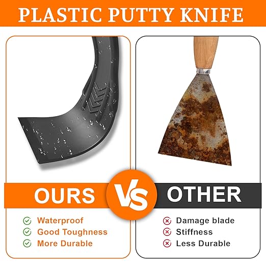 15 Pack Plastic Putty Knife, Putty Knife Scraper for Spackling, Scraper Tool Set in 6 Sizes, Flexible Knives for Taping Drywall Wall Painting