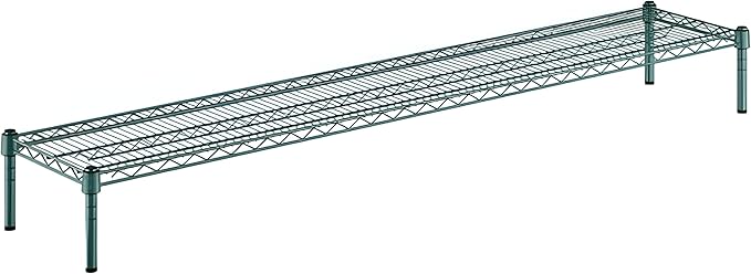 14" x 72" x 8" Green Epoxy Wire Storage Shelf, Dunnage Rack, Commercial 1 Tier Small Shelf