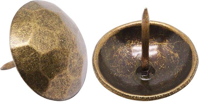 YuGtcen 50pcs Big Upholstery Tacks, Decorative Nails Thumb Tacks Metal Upholstery Nails for Wood Upholstery Pins Vintage Furniture Tacks (25x23mm, Bronze)
