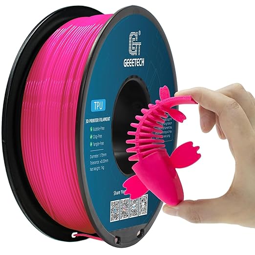 Geeetech TPU Filament 1.75mm, 95A Flexible 3D Printer Filament with High Elasticity, 1KG (2.2lbs) Spool, Dimensional Accuracy 짹0.03mm, Fits Most FDM Printers (Pink)