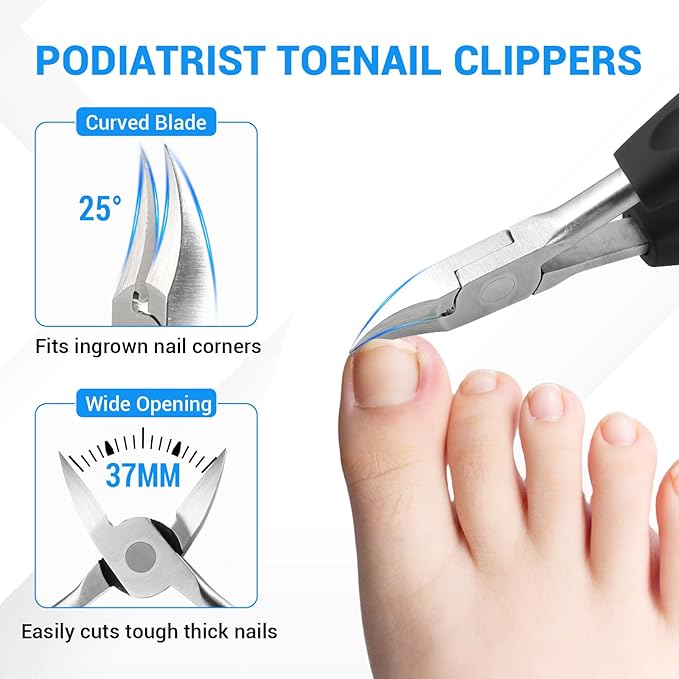 2026 Toenail Clippers for Seniors Thick Toenails, Angled Head Large Toe Nail Clippers for Thick Nails for Men, Heavy Duty Ingrown Toenail Clippers, Long Handle Slanted Nail Clippers Wide Jaw