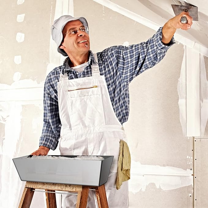 DEKEones Drywall Pan Mud, 12??Stainless Steel Watertight Reinforced Mud Pan, Tapered Sides, Drywall Tool Tray Bucket