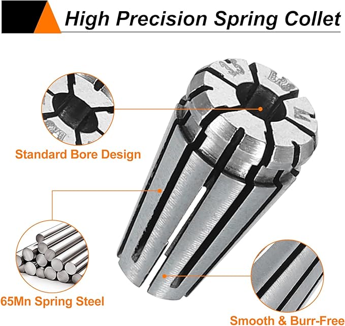 HARFINGTON Spring Collet Chuck ER8 3.5mm 65Mn Spring Steel Precision Router Collets for CNC Engraving Milling Lathe Tool