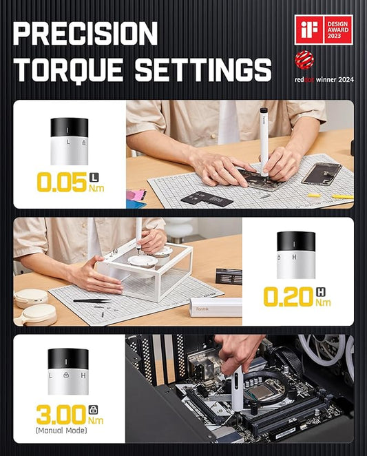 Fanttik E1 Max Electric Screwdriver, Mini Precision Screwdriver Set, 50 Magnetic Bits, Magnetic Storage, 5/32?섃섽ex, Repair Tool Kit for Electronics Phone Camera Laptop Watch (White)