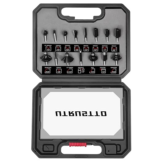 Router Bits 1/4 Inch Shank 15 Pieces, Tungsten Carbide 1/4" Router Bit Set with Plastic Box, for Professional and Beginners Carpenter