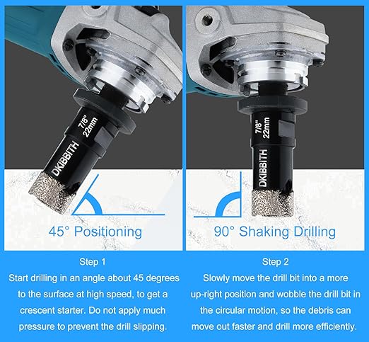 Dry Diamond Core Drill Bits 7/8 Inch, 22mm Tile Hole Saws for Porcelain Ceramic Tile Granite Marble Stone Brick, Diamond Hole Saw with 5/8-11 Thread and 3/8inch Hex Shank
