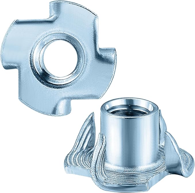 T-Nuts M5x8 (100 pcs), zinc Plated Steel, for Wood, Climbing Holds and cabinets