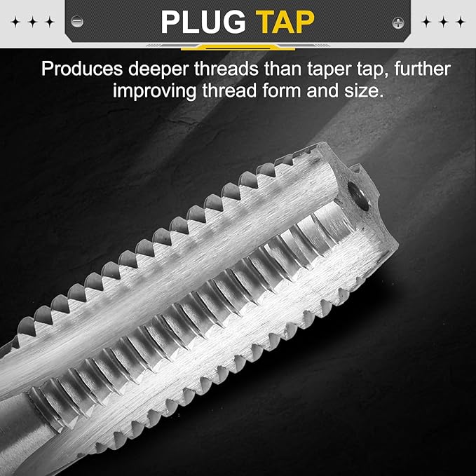 uxcell Hand Plug Tap M13 x 1.75 H2 Metric Thread Plug Style Taps Straight Flute Screw Tapping Threading Tool High Speed Steel HSS6542
