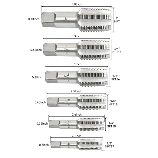 HFS(R) 6-piece NPT pipe tap set Machine Screw Metric Tap and Die Bit Set竊똲izes includes 1", 3/4", 1/2", 3/8", 1/4", and 1/8"