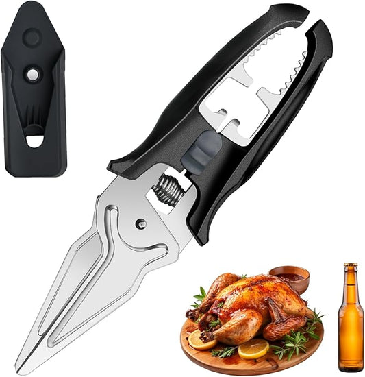 Kitchen Scissors All Purpose for Food - AJXX Kitchen Shears Heavy Duty Poultry Shears, Stainless Steel Cooking Meat Cutting Scissors with Magnetic Holder & Safety Lock, Dishwasher Safe