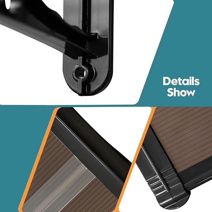MCombo 39.8" x 37.8" Window Awning Outdoor Polycarbonate Hollow Sheet Door Patio Canopy, 6055-4040 (Brown Board with Black Bracket)