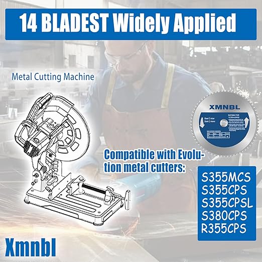 14 Inch Metal Steel Cutting Saw Blade,Replacement for Evolution 14 Inch Chop Saw Blade for Evolution S14CPS,S15CPS,S355MCS,S355CPS,S380CPS|Metal Cutting Saw,66Teeth Mild Steel Cermet Blade（2PC