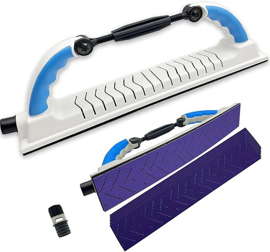 Dust Free Longboard Hand Sanding Block Adjustable Flex with Hook & Loop Backing, Hand Sander Blocks Dust Extraction for Auto Body,Flexible Sanding Block for Woodworking with 6PCS Purple Sandpaper