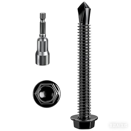 (150Pcs) #8×1-1/2" Black Hex Washer Head Self Drilling Screws, 410 Stainless Steel Metal SheetScrews，TEK Screws, Sheet Metal Self Tapping Screws