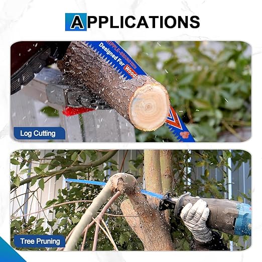 Japanese Teeth Reciprocating Saw Blades 7" 3PCS - Curved Edge Wood Pruning Saw Blades 6TPI for Tree Trimming,Wood Cutting,Cr-V Sabre Saw Pruning Blade