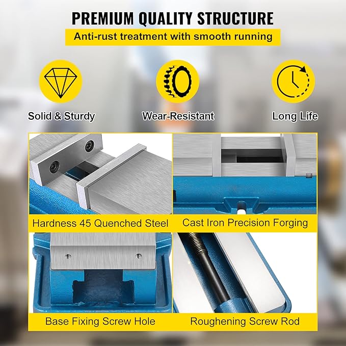 VEVOR Non Swivel Milling Lockdown Vise 4 Inch Precision Bench Clamp 100mm Width Drill Press Clamp 4 Inch Jaw Opening for Finishing Milling Machines Drilling Machines Precision Parts