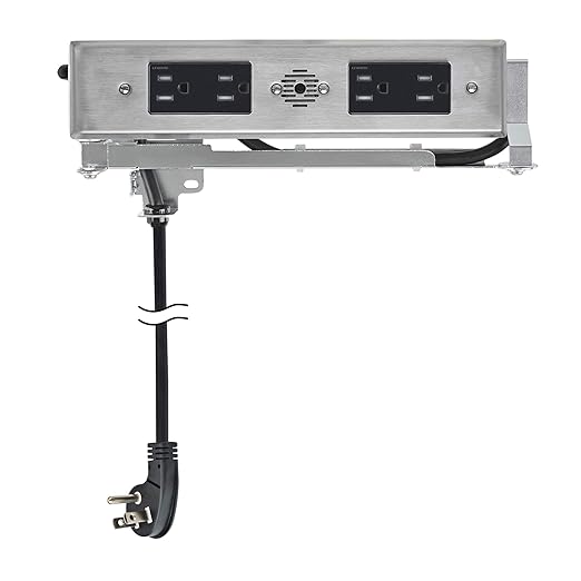 Docking Drawer Blade Duo in-Drawer Outlet, Integrated Safety Shutoff, (4) 15 amp AC, Stainless Steel