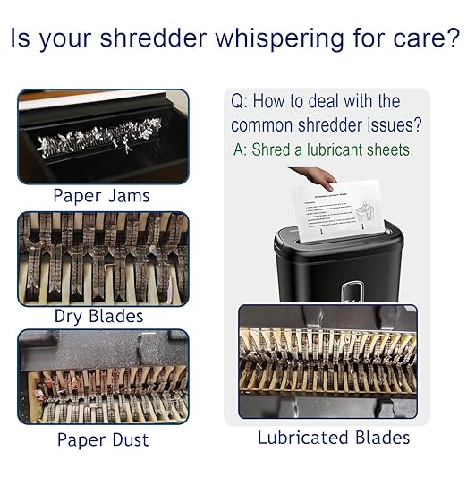 Paper Shredder Lubricant Sheets with Shredder Oil for Blades Sharpening, Reduce Jam(12PACK)