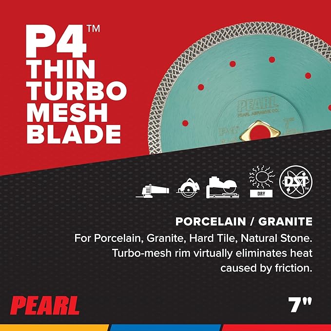 PEARL ABRASIVE CO. P4 Thin Mesh Turbo Porcelain Blade 7" 5/8"-DKO-7/8