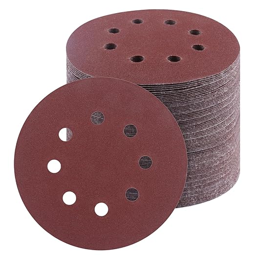100 PCS 5 Inch Sanding Discs 120Grit, Round Hook and Loop Sandpaper for Random Orbital Sander