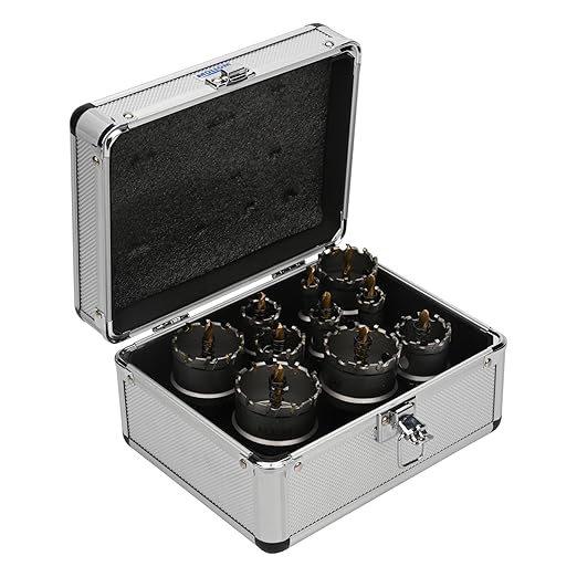 Mollom 10Pcs (13-51mm) TCT Carbide Hole Saw Kit for Hard Metal, 5Pcs Extra Pilot Drill bits and 3Pcs Hex Keys for Stainless Steel, Iron,Aluminum,Alloy,Metal.