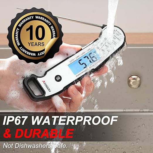 Atogou Professional Food & Meat Thermometer, 1 Sec Instant Read & 짹0.5??Accuracy, Thermocouple Sensor, IP67 Waterproof Digital Thermometer for Cooking, BBQ, Grill Gifts for Men Him Dad Birthday