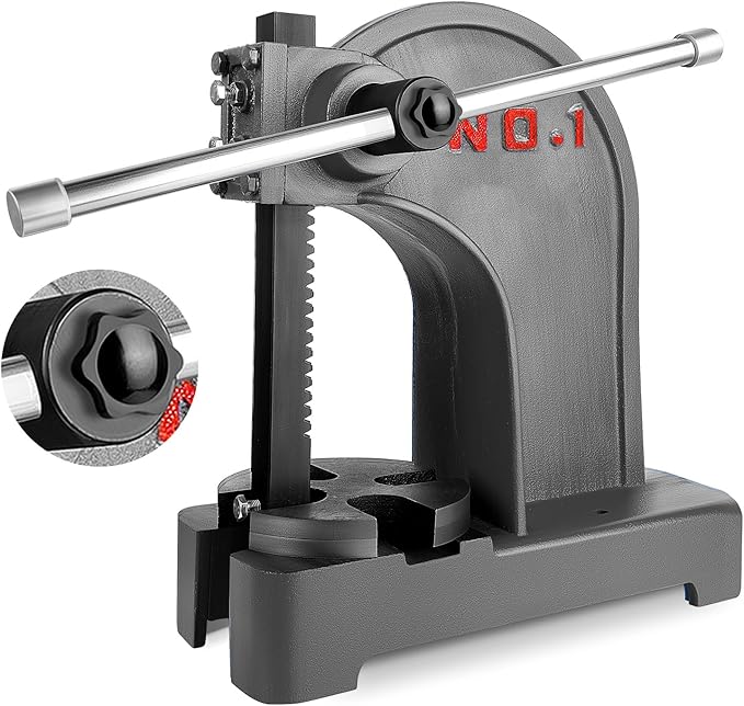 1 Ton Arbor Press Manual Heavy Duty Arbor Press Machine,5.5"" Work Height,Manual Arbor Press Cast Iron Desktop Punch Press,for Punching,Bending,Stretching (Black, 1T), DJ00701