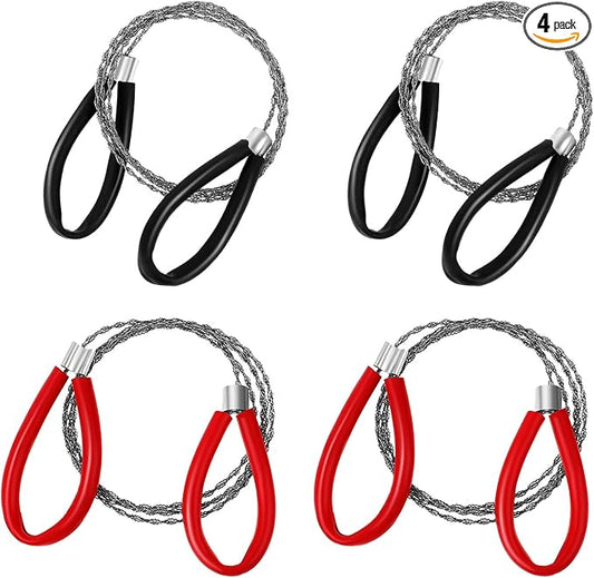 Stainless Steel Cable Saw, 4 PCS Mini Camping Saws Emergency Hand Pocket Survival String Rope Wire Saws Metal PVC Cable Cutting Saw for Home Hiking Hunting Camping, 27.56 Inch