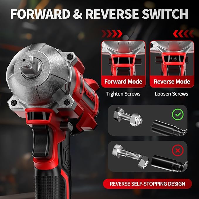 Cordless Impact Wrench 1/2 Inch, 406Ft-lbs (550N. M) Brushless Impact Gun Kit, 3000RPM High Torque Power Impact Wrench, 4.0Ah Battery & Fast Charger, Electric Impact Driver for Car Home