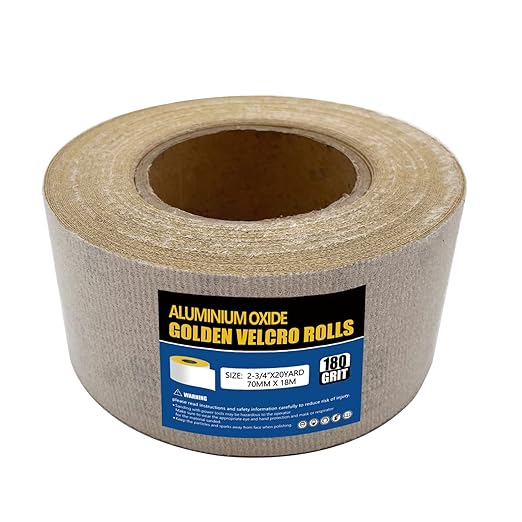 180 Grit Hook and Loop Sandpaper Roll, 2-3/4" X 20 Yard Aluminium Oxide Hook-and-Loop Backed Sand Paper Emery Cloth for Wood Furniture Finishing Metal Sanding Polishing and Woodworking