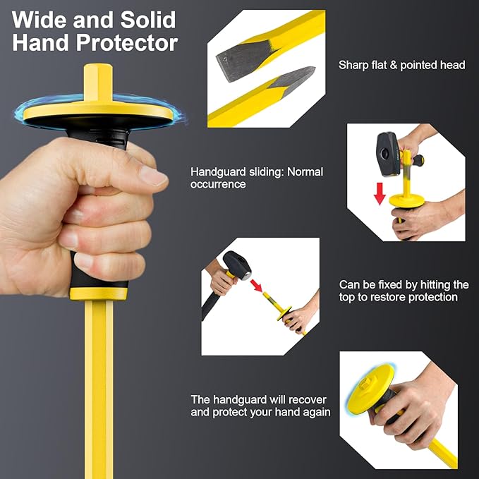 INCLY 8PCS Geology Rock Pick Equipment Kit, 3lb Sledge & 32oz Rock Hammer with 3PCS Concrete Chisel, Safety Goggles, Jewelers Loupe, Rock Hounding Equipment for Splitting, GoldMining, Stone Breaking