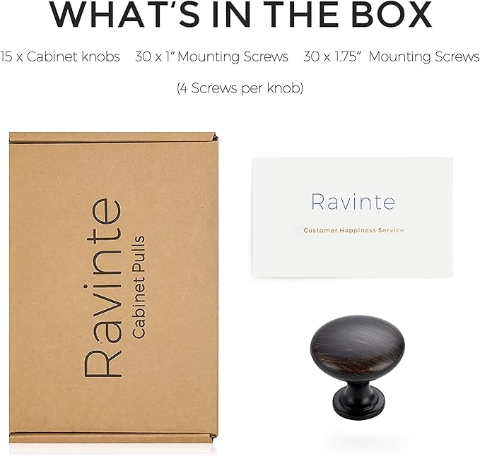 Ravinte 15 Pack Cabinet Knobs - Oil Rubbed Bronze & Brass Drawer Pulls & Door Knobs for Kitchen & Dresser Drawers