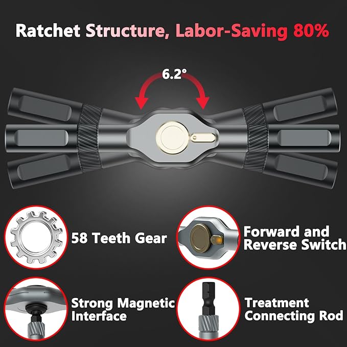 24 in 1 Magnetic Screwdriver Set,DIY Ratchet Screwdriver with Detachable Handle,Multi Bit Screw Driver Set Multifunctional Toolbox,Portable Precision Repair Tool Kit for Furniture Computer Bicycle