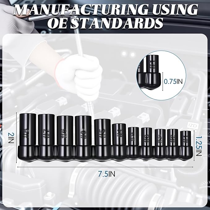 11 Pack 70700 Tap Socket Set Tap Socket Fits All Number and Fractional MCTI Standard Taps Thru 1/2" and 1/8" NPT Taps