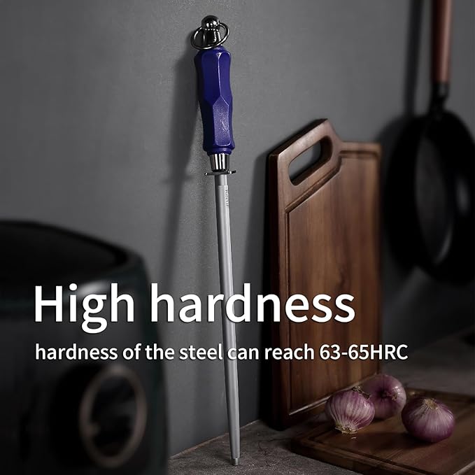 Honing Steel 10 inch Professional Knife Sharpener Honing Rod, Fine Lines, High Carbon Steel, High hardness, Knife Sharpening Steel