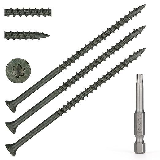 Wood Screws #10 x 4?쇺? T25 Star Torx Drive Flat Head Deck Screws, Green, 52Pcs (1lb)