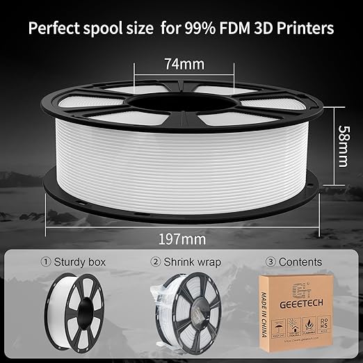 Geeetech PETG Filament 1.75mm, 1 KG (2.2lbs) Spool 3D Printer Filament, High-Toughness, 짹0.02mm Accuracy, Neatly Wound & Moistureproof, Non-Clogging Non-Stringing, Fits Most FDM Printers (Light Blue)