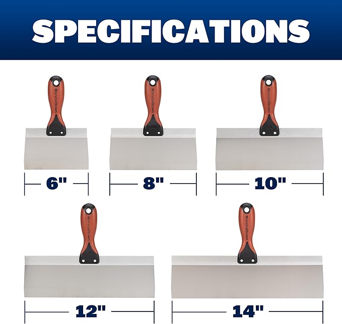 MARSHALLTOWN Drywall Taping Knife Set, 5-Piece Kit, 6-14 Inch Stainless Steel Blades, Made in the USA, DTKTP2
