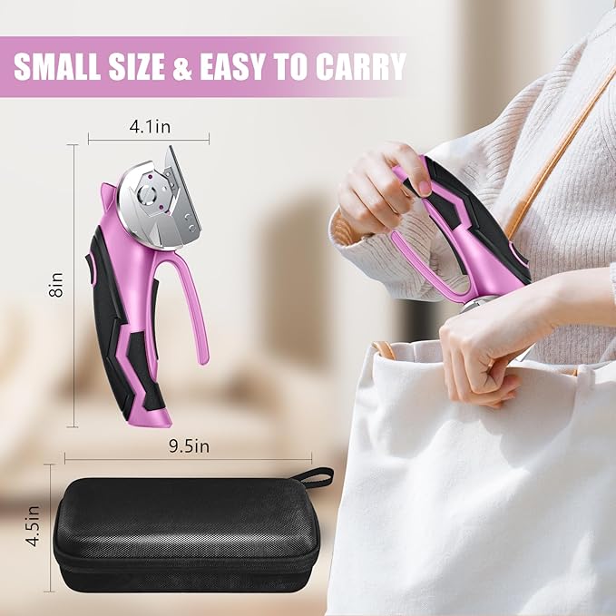 Cardboard Cutter, Cordless Electric Scissors, Power Shears Box Cutter with a Replacement Blade, Rotary Cutter for Cardboard Packages Leather Plastic (Purple)