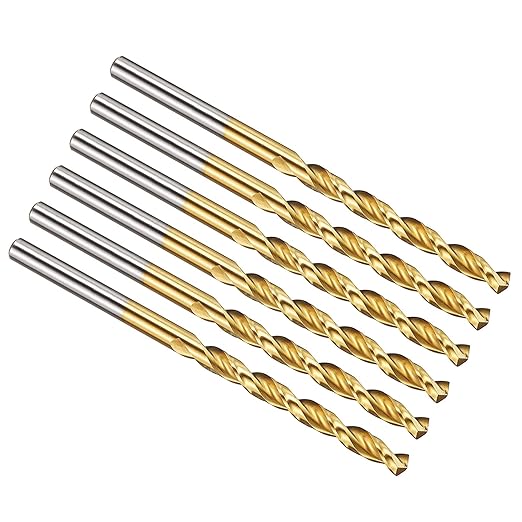 PATIKIL 4.5mm Drill Bit, M42 8% Cobalt High-Speed Steel Jobber Straight Shank 135° Titanium Nitride (TiN) Coated for Hard Metal Stainless Steel - 6 Pack