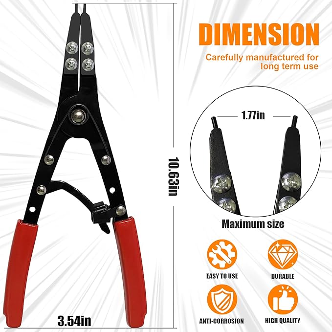 38700 Spindle Snap Ring Pliers Internal External, 10" Large Snap Ring Pliers Heavy Duty Circlip Pliers Car Repair Tools Kit for for Ford SD Uninstall Remove Tools with Ratchet Locking 2025 Upgraded