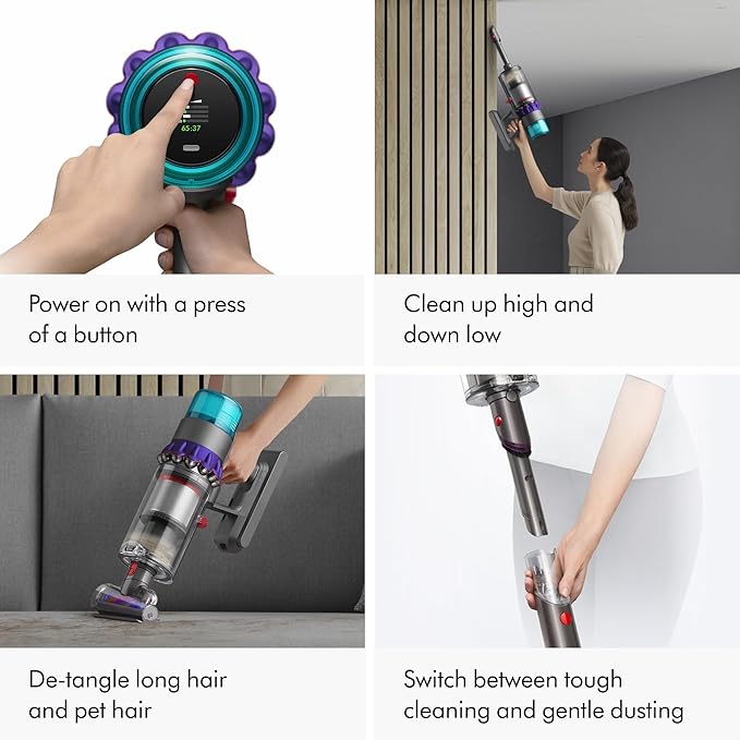 Dyson Gen5detect Cordless Vacuum, 280AW, 3 Power Modes, Up to 70 Minutes,짼 Illumination Reveals dust, HEPA Filtration, All Floor Types