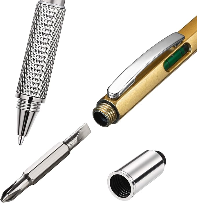 Zhanmai 16 Pcs Multitool Pens 6 in 1 Multi-tool Pen Set with Refills for Men's Birthday Gifts, Christmas Stocking Stuffers for Men Dad Husband (Gold Color)