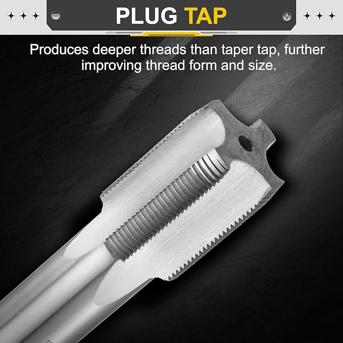 uxcell Hand Plug Tap M24 x 1.25 H2 Metric Thread Plug Style Taps Straight Flute Screw Tapping Threading Tool High Speed Steel HSS6542